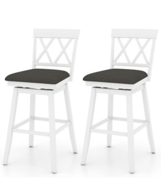 29 Inches Set of 2 Swivel Bar Stools Counter Height Barstools with Backrest Upholstered Seat Cushion