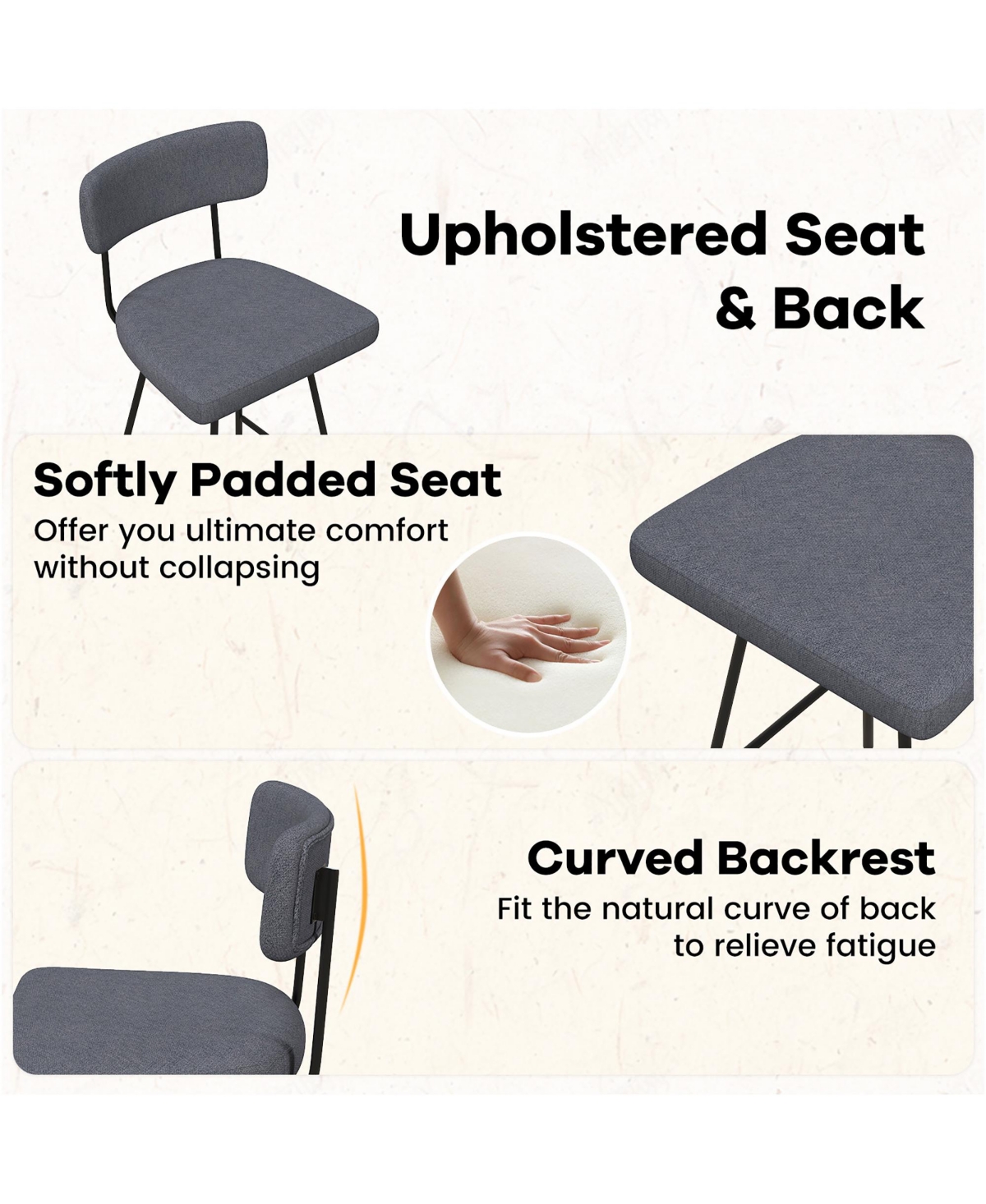 Gymax Set of 2 Bar Stools Modern Upholstered 360 Degree Swivel Bar Chairs 29 Inch Bar Height Barstools