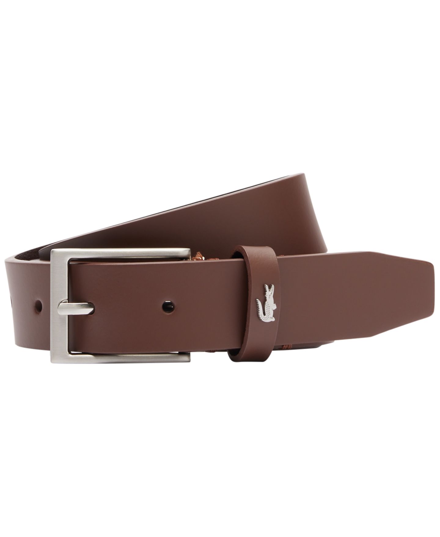 Мужской ремень Lacoste Croc Detail Leather Belt, цвет: Светлый коричневый — фото 1
