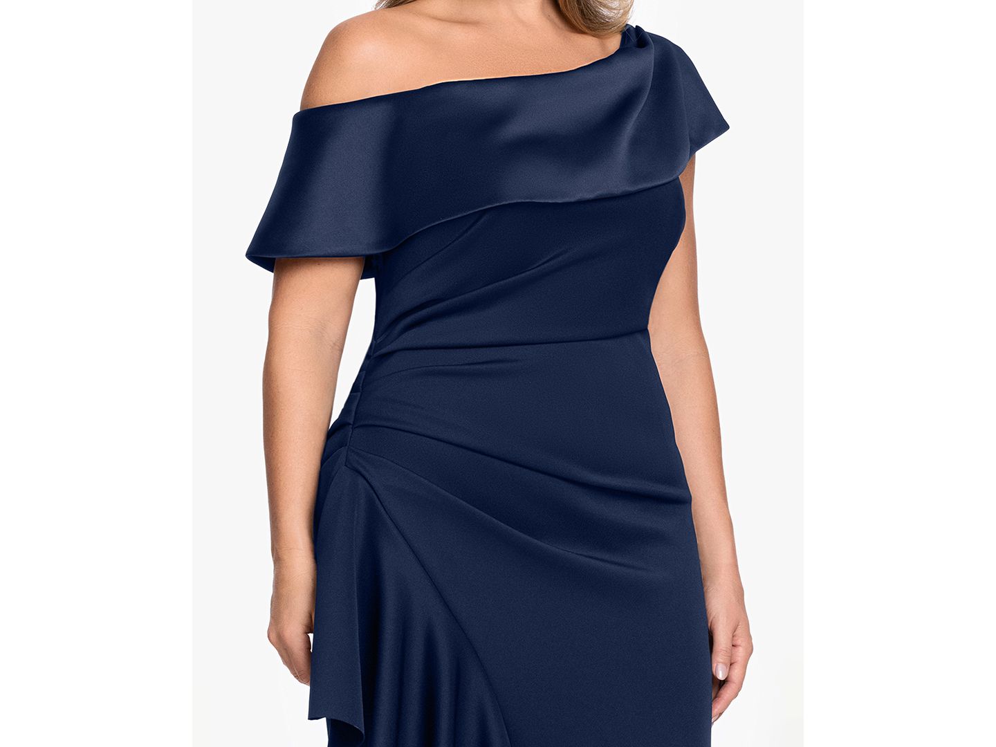 Женское платье Betsy & Adam Plus Size Asymmetrical Off-The-Shoulder Ball Gown, цвет: Тёмно-синий — фото 3