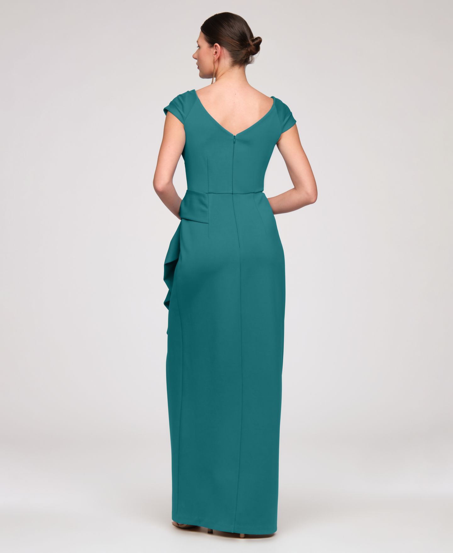 Женское платье JS Collections Column V-Neck Gown, цвет: Глубокий морской — фото 5