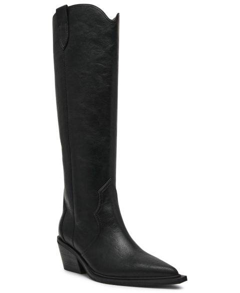 Женские ботинки DV Dolce Vita Greva Tall Pull-On Cowboy Western Boots, Regular & Wide Calf, цвет: Чёрный гладкий
