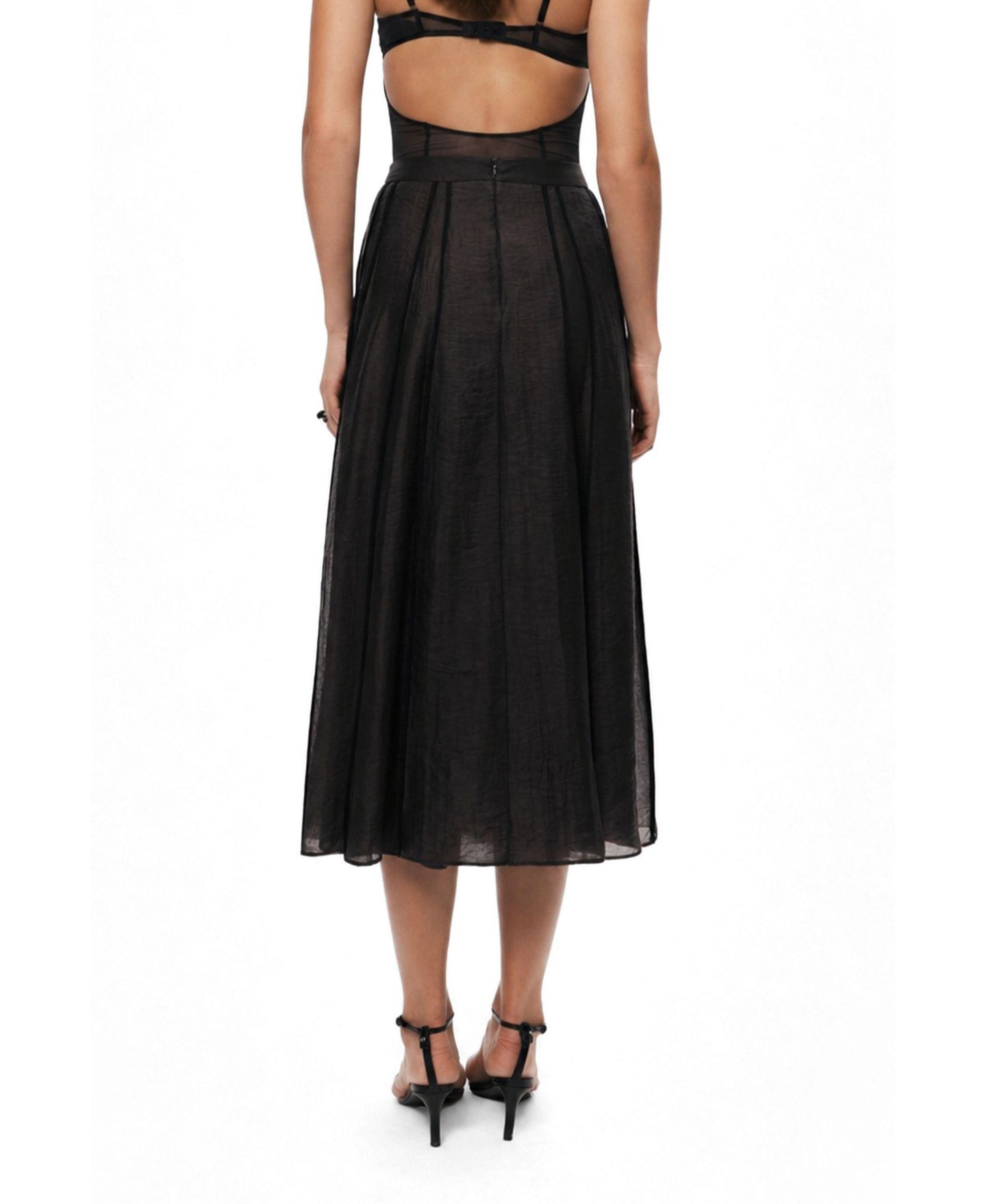 Женская юбка NOCTURNE Sheer Pleated Midi, цвет: Чёрный — фото 2