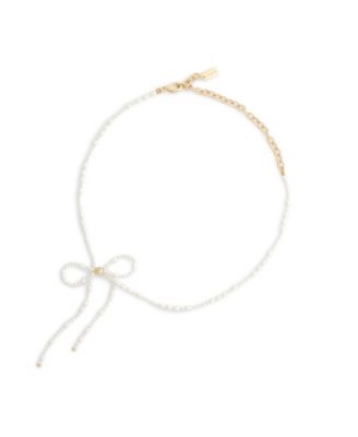Imitation Pearl Bow Choker Necklace