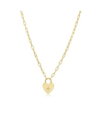 Heart Locket Paperclip Necklace 14K Gold-Plated Sterling Silver