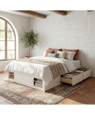 Queen Platform Bed with 4 Drawers, Footboard Storage, No Headboard