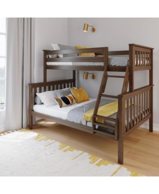 Bunk Bed Twin over Full Size, Solid Wood Bunk Beds with Ladder for Kids