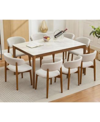 Wooden Dining Chairs Set, Mid Century Modern Fabric Upholstered Dining Room Chair