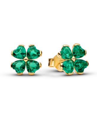 Green Lucky Clover Stud Earrings