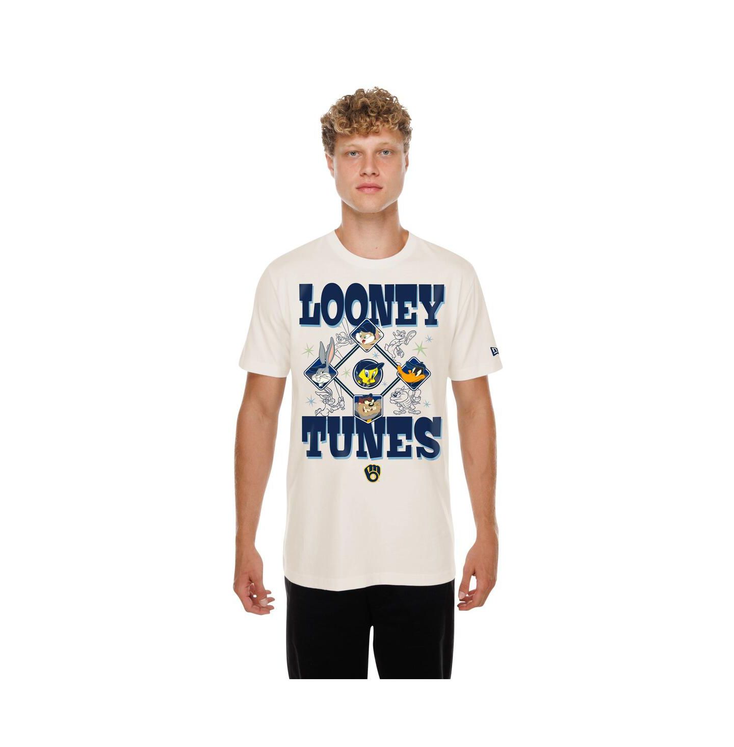 Футболка New Era Cream Milwaukee Brewers Looney Tunes — фото 5