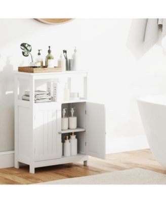 Bathroom Floor Storage Cabinet with Open Compartment Freestanding Organizer