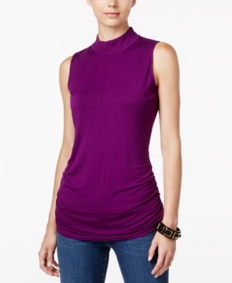 Ruched Mock-Turtleneck 