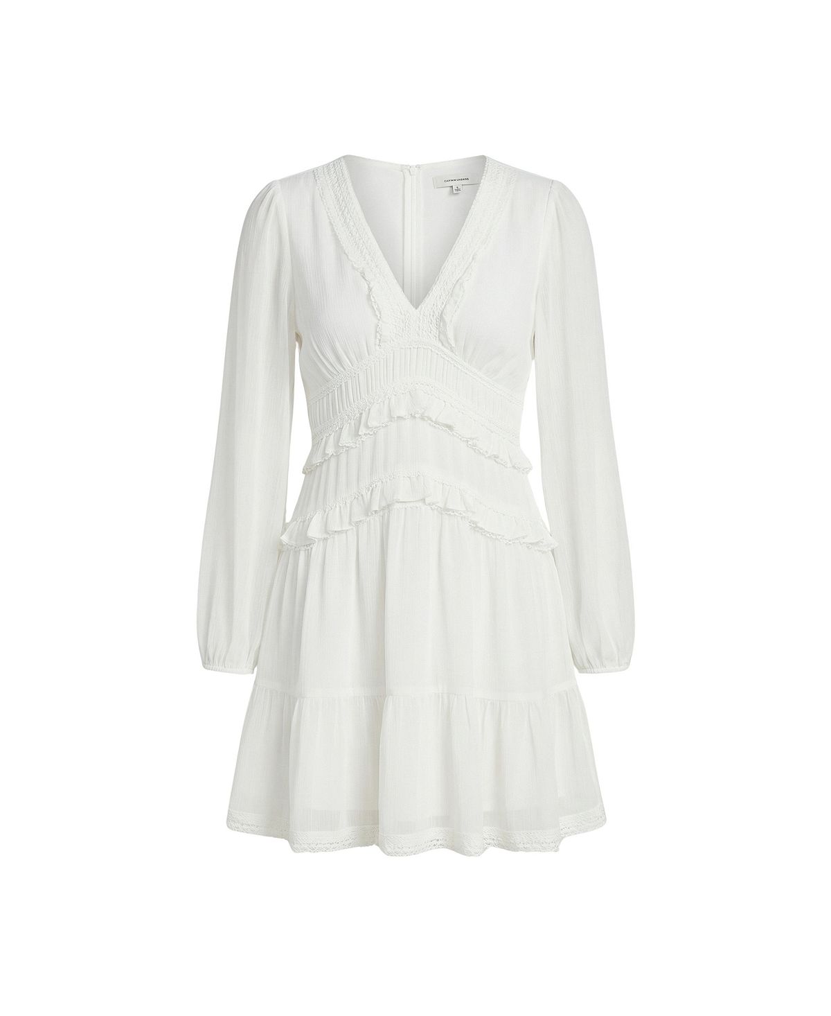 Modenaire Women's Genevieve Chiffon Ruffle V-Neck Long Sleeve Mini Dress view 6 — MAYCSS fashion products