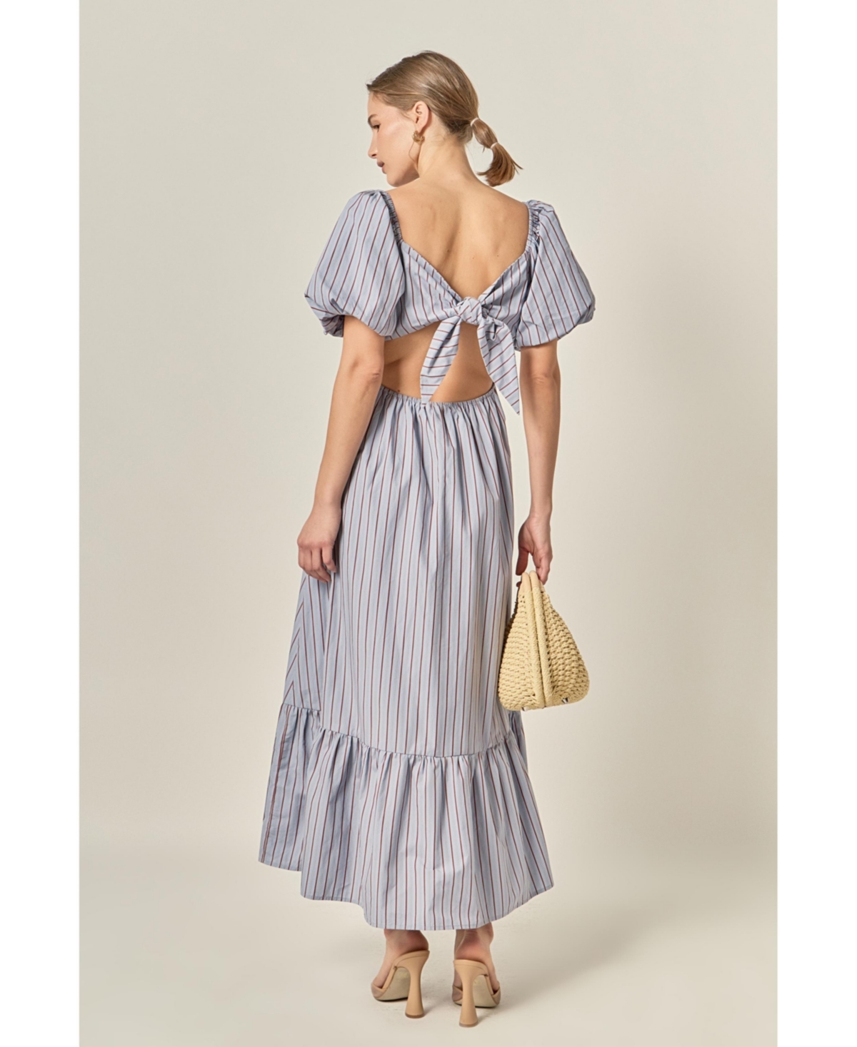 English Factory Women's Striped Tie Bck Maxi Dress