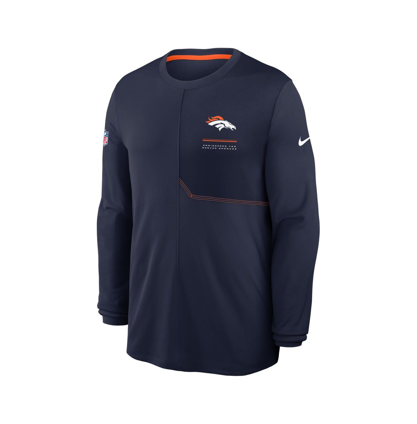 Мужская футболка Nike Navy Denver Broncos Sideline Coaches UV Dri-FIT Long Sleeve — фото 2