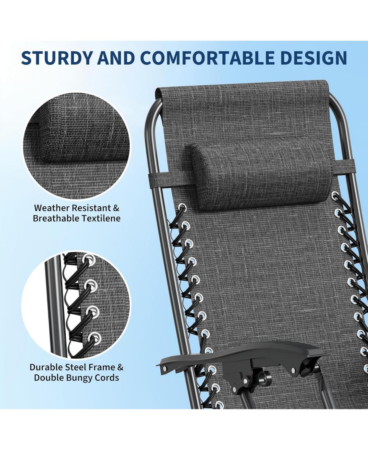 gaomon Set of 2 Patio Lounge Chair, Folding Portable Camping Chair for Yard
