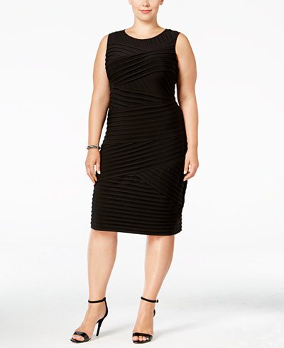 Calvin Klein Plus Size Pleated Bandage Dress - Dresses - Women - Macy&#39;s