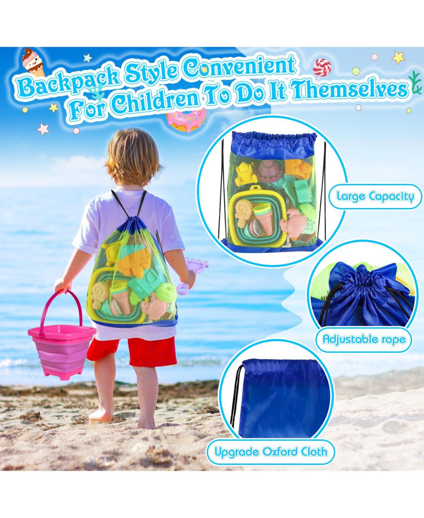 Детские игрушки GNUADZ Collapsible Sand Castle Beach Toy Set, 33-Piece, Ages 3-8, цвет: Разноцветный — фото 3
