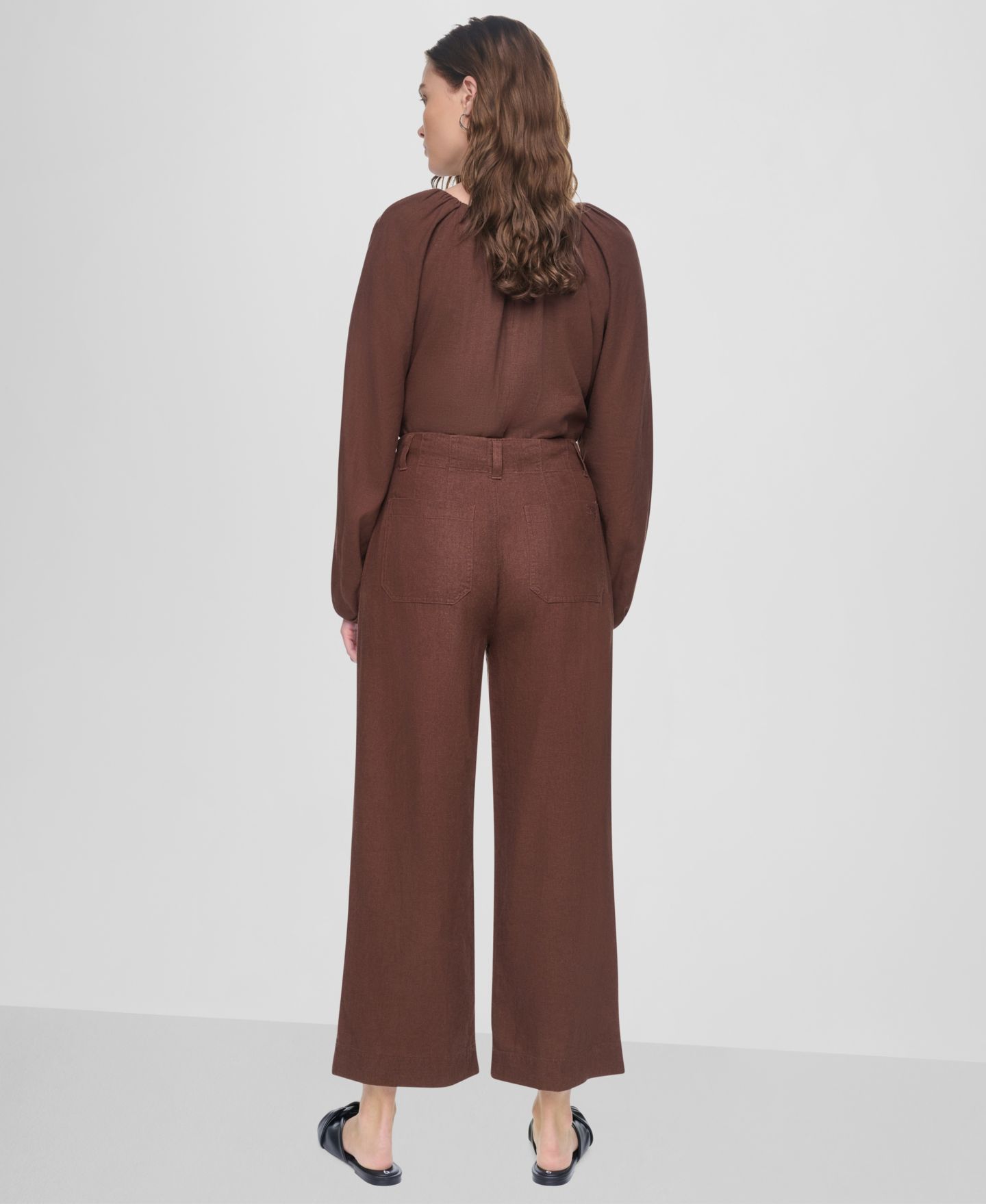 Женские брюки DKNY Jeans High-Rise Cropped Wide-Leg, цвет: Каштановый — фото 5