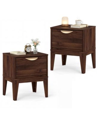 2 Pieces Nightstand with Storage Mid Century Modern Bedside Table with Drawer
