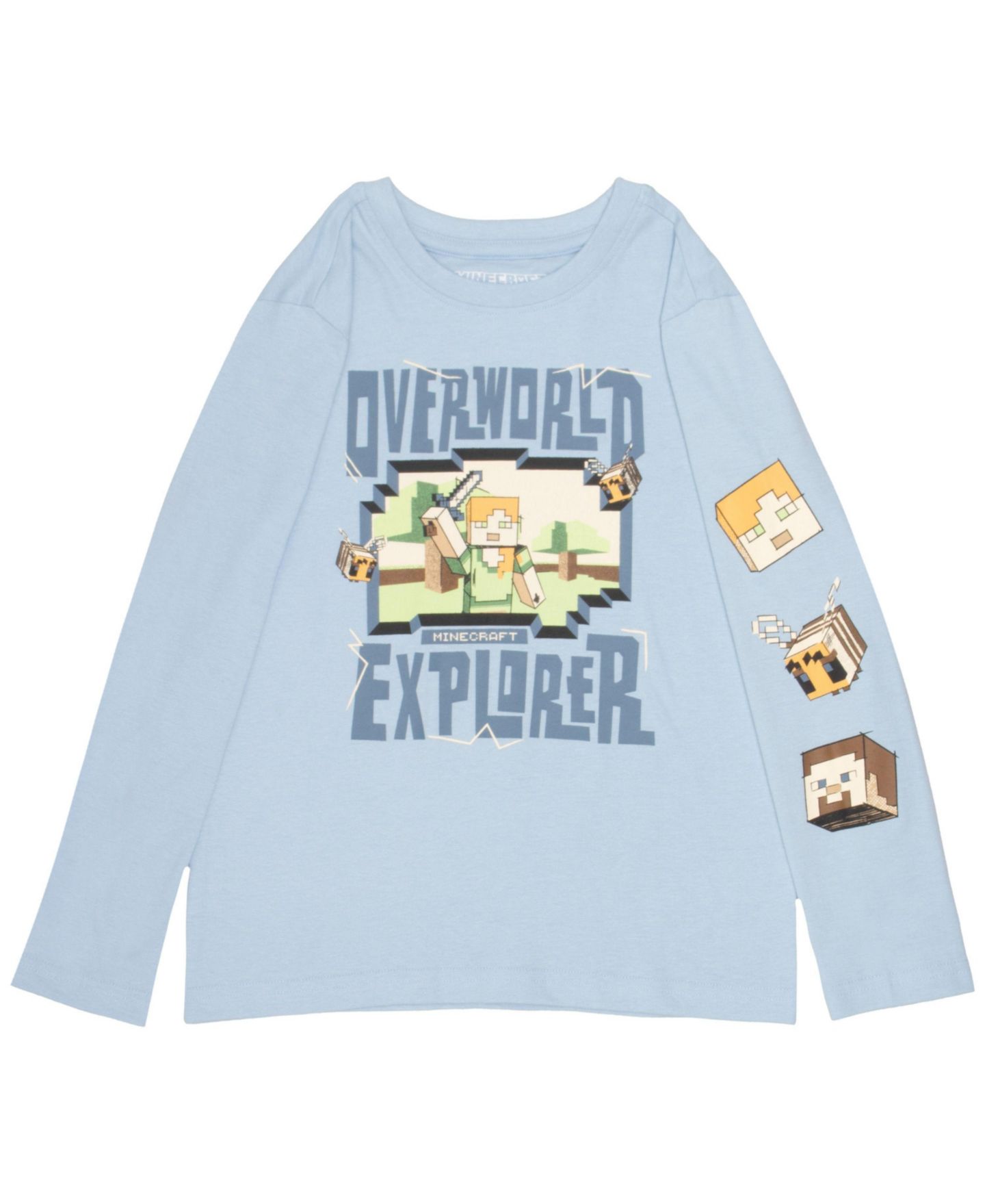 Футболки Minecraft Steve, Creeper, Zombie, Skeleton 3 Pack Long Sleeve Tees для мальчиков, цвет: Чёрный / Кремовый — фото 3