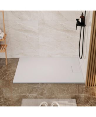 Wheelchair-Friendly Shower Base with Non-Slip Surface, Reversible Drain, SMC Cover and Flashing Kits