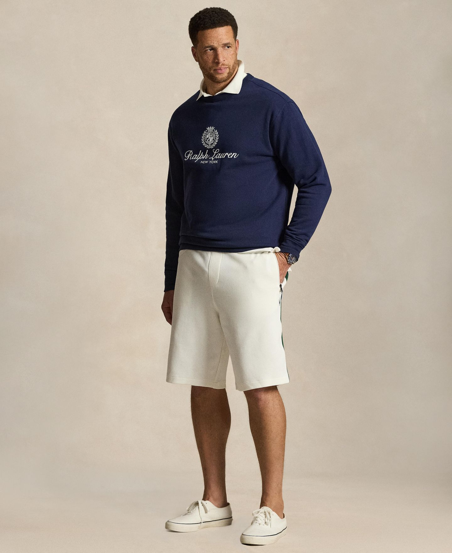 Мужские шорты Polo Ralph Lauren Big & Tall Regular-Fit Double-Knit, цвет: Белый — фото 2