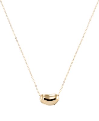 Polished Bean Pendant Necklace in 10k Yellow Gold