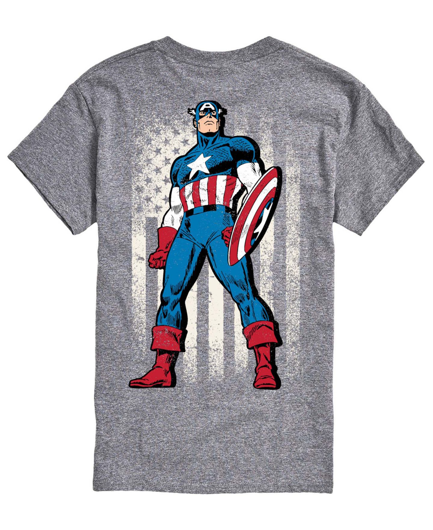 Мужская футболка AIRWAVES Captain America Flag Retro Short-Sleeve Graphic, цвет: Меланжевый — фото 1