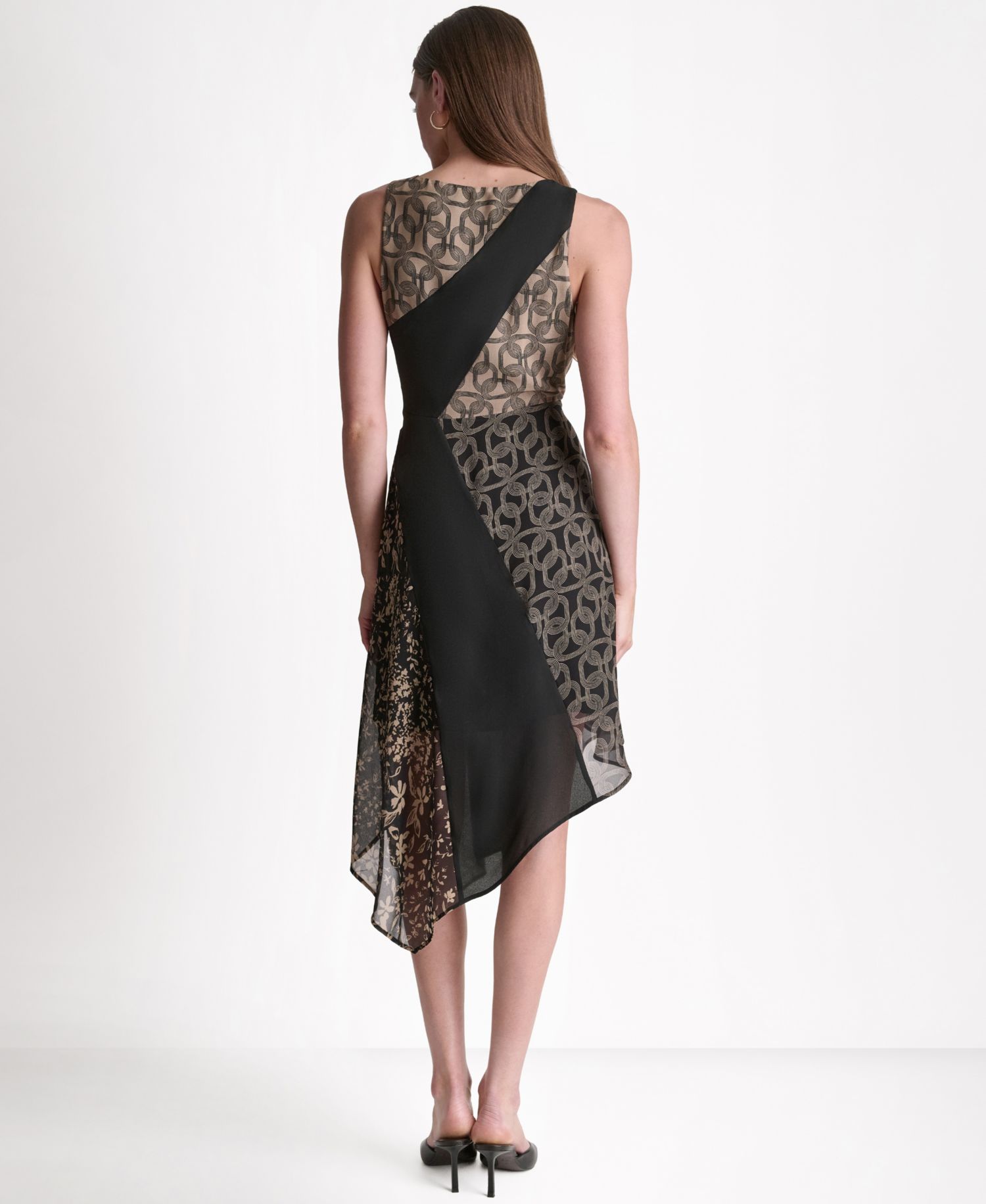 Women's Printed Faux Wrap Sleeveless Dress