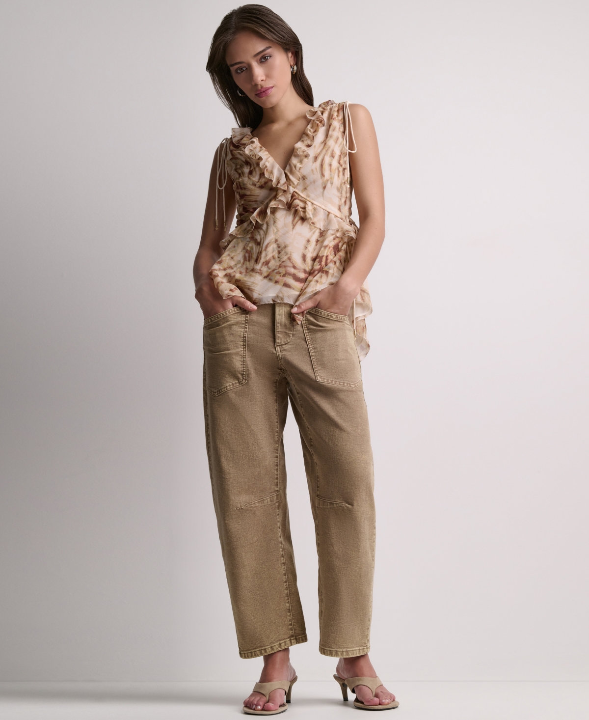Bcbg Women's Mid-Rise Barrel Leg Pants