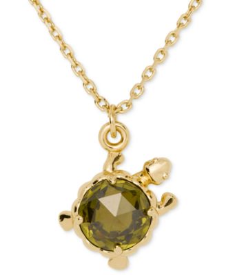 Gold-Tone Secret Garden Turtle Short Pendant Necklace