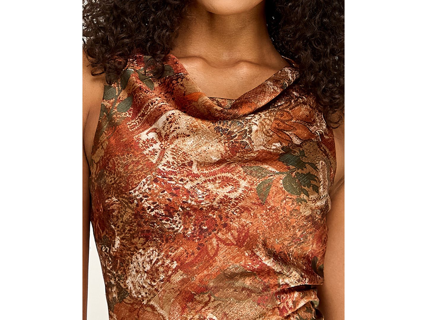 Женское платье SENI & CADE Juniors' Printed Cowl Neck Asymmetrical Ruffle Hem Short, цвет: Разноцветный — фото 4