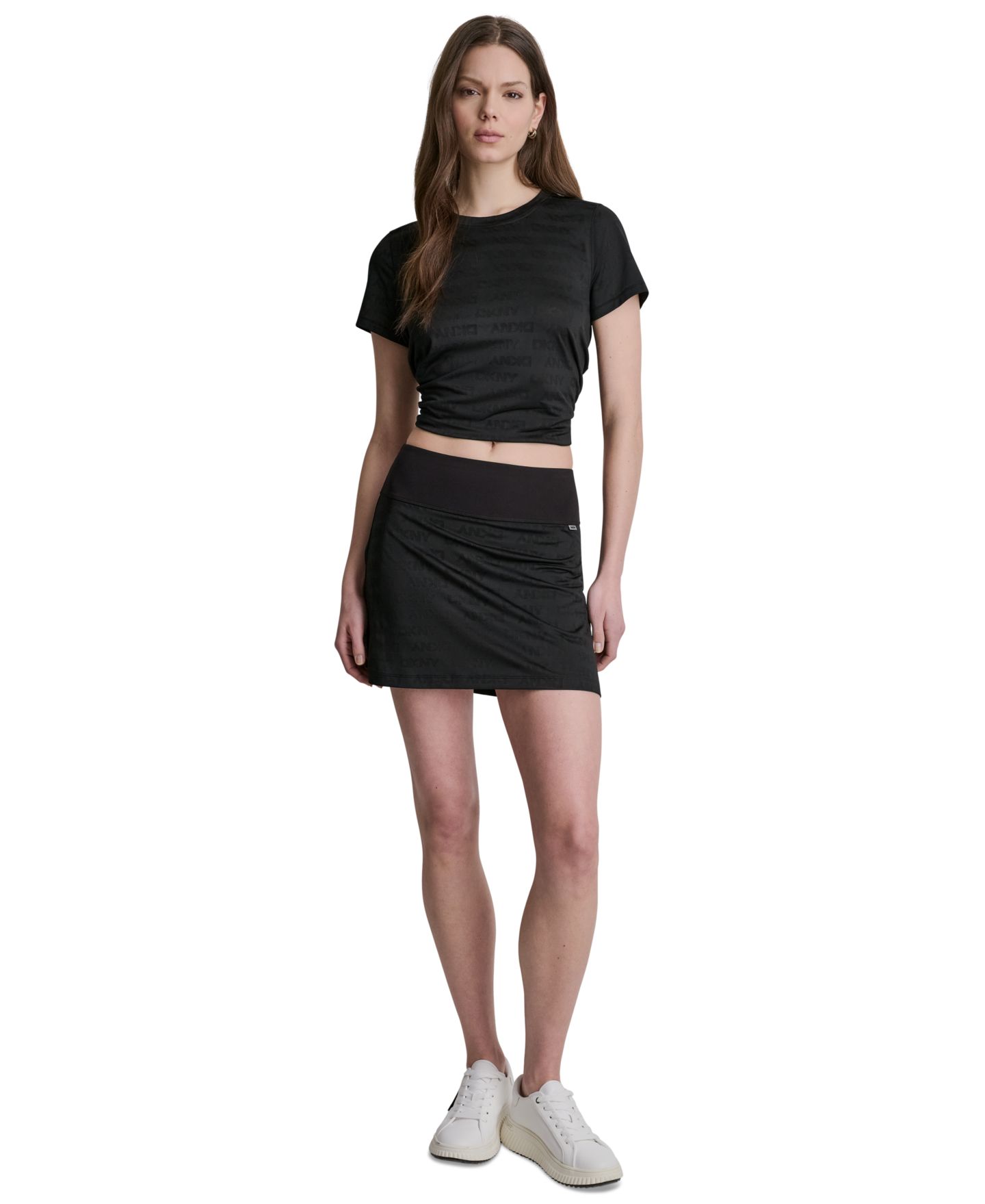 Женская юбка-шорты DKNY Sport Side Pocket Logo Skort, цвет: Чёрный — фото 2
