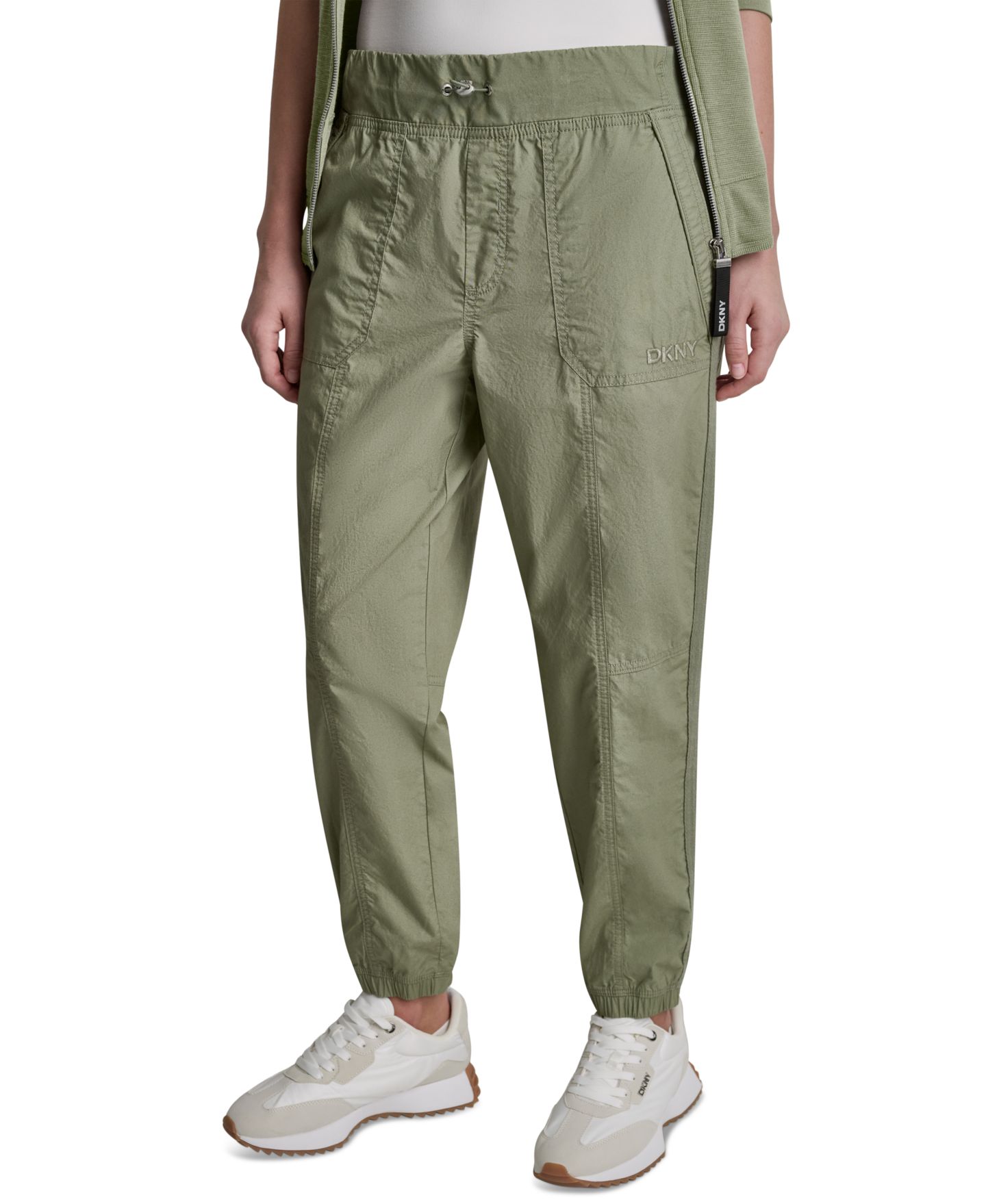 Женские брюки DKNY Sport High-Rise Cotton Poplin Bungee, цвет: Bay Leaf — фото 1