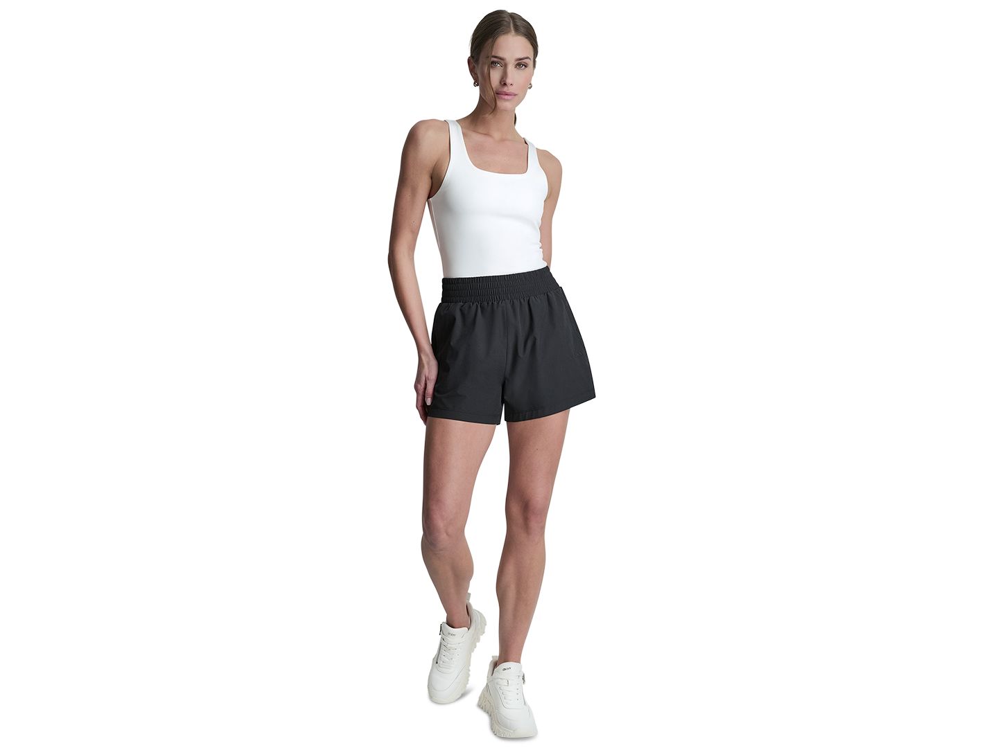 Женские шорты DKNY Sport Hudson Stretch High-Rise, цвет: Чёрный — фото 2