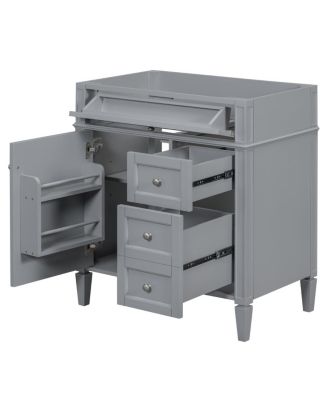 29.3 Inch Modern Solid Wood MDF, Tip-Out Drawer, Adjustable Shelf, Roman Legs for Small Bathroom