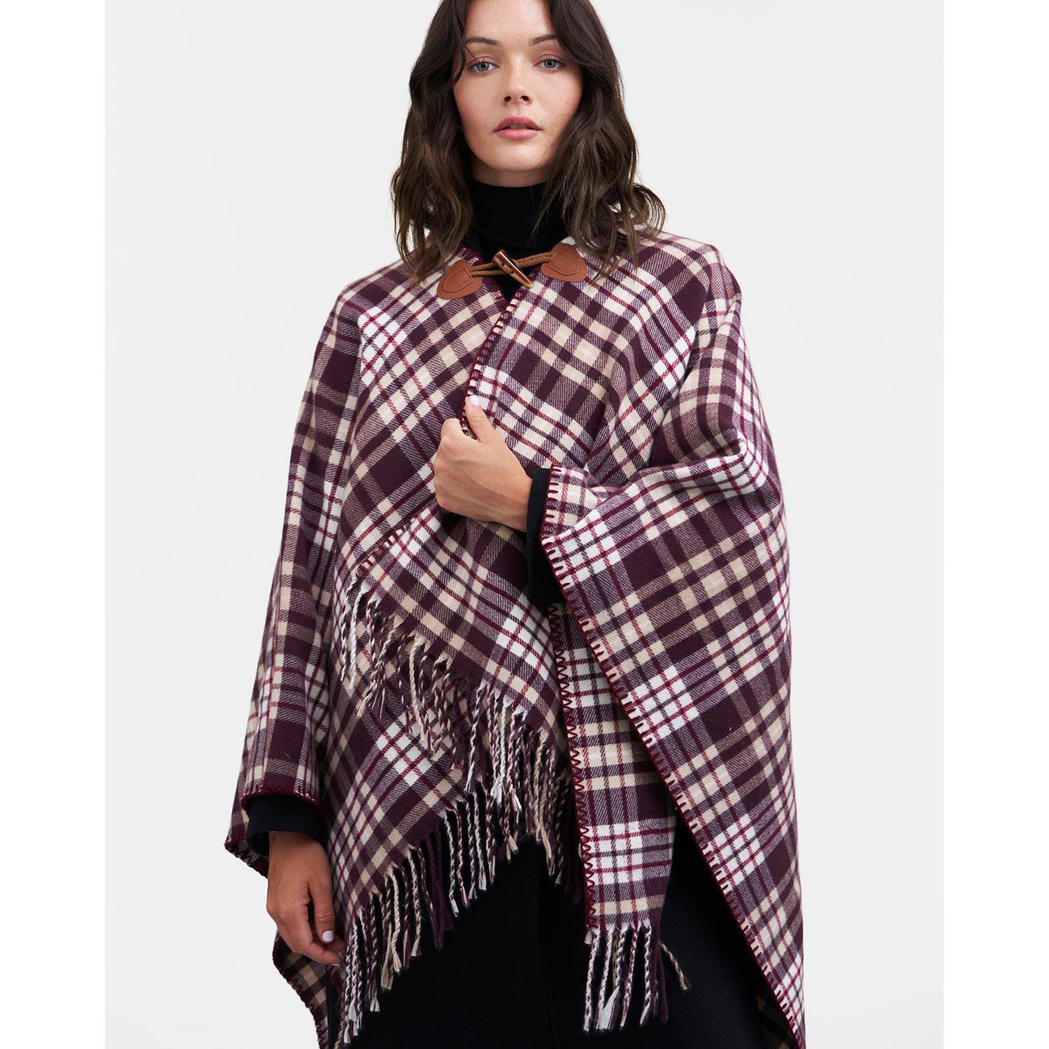 Women's Caramel and Chocolate Check Cape