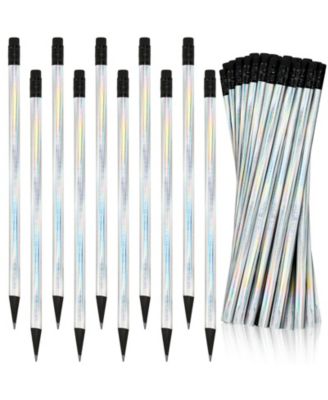 Black Wood Holographic Pencil With Eraser 36 Pack