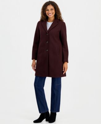 Women's Single-Breasted Herringbone Walker Coat, Created for Macy's