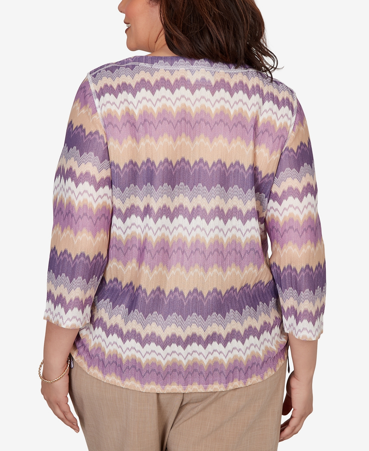 Alfred Dunner Plus Grand Bazaar Rippled Stripes Knit Top