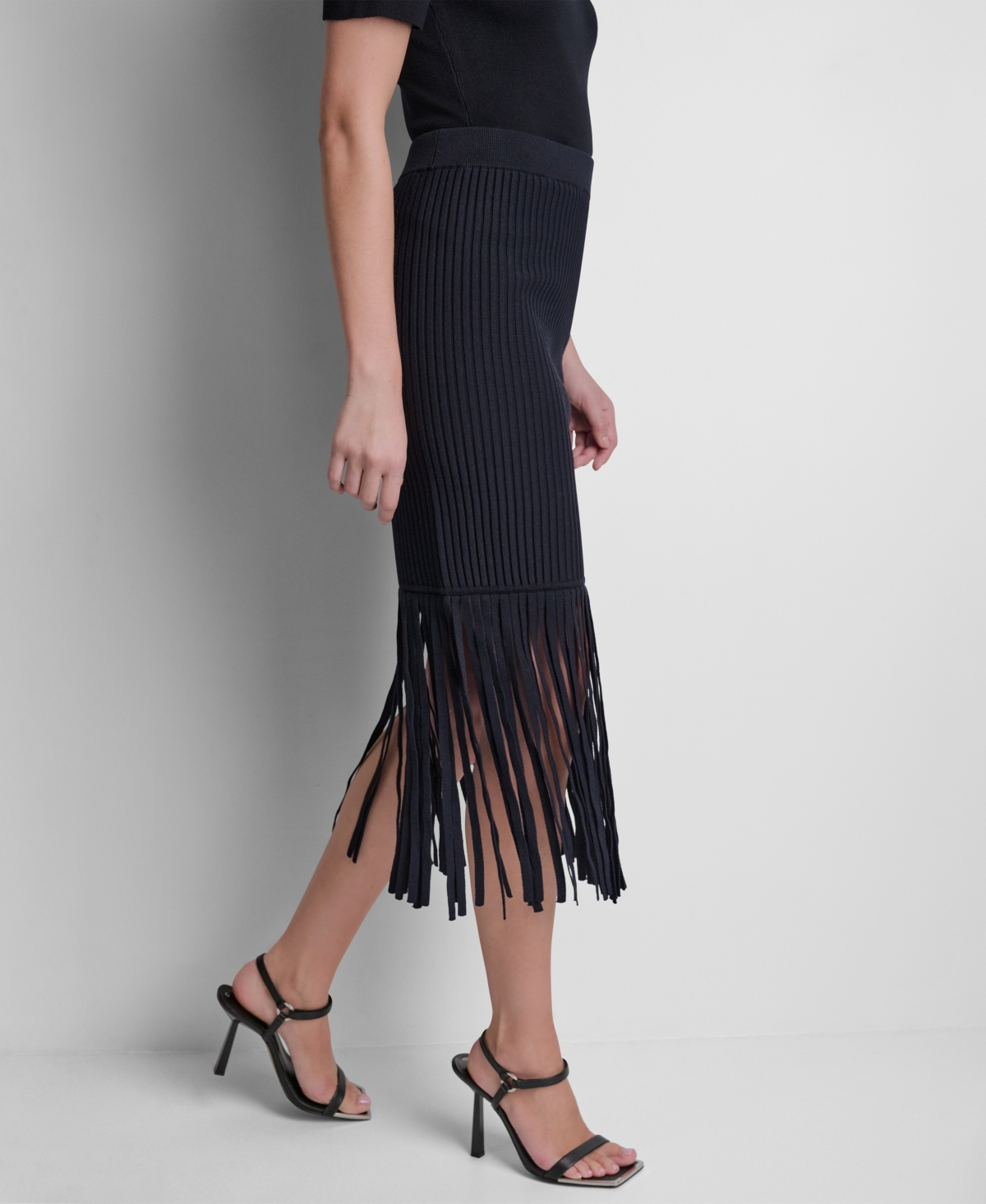 Dkny Women's Cotton-Blend Fringe Sweater Skirt