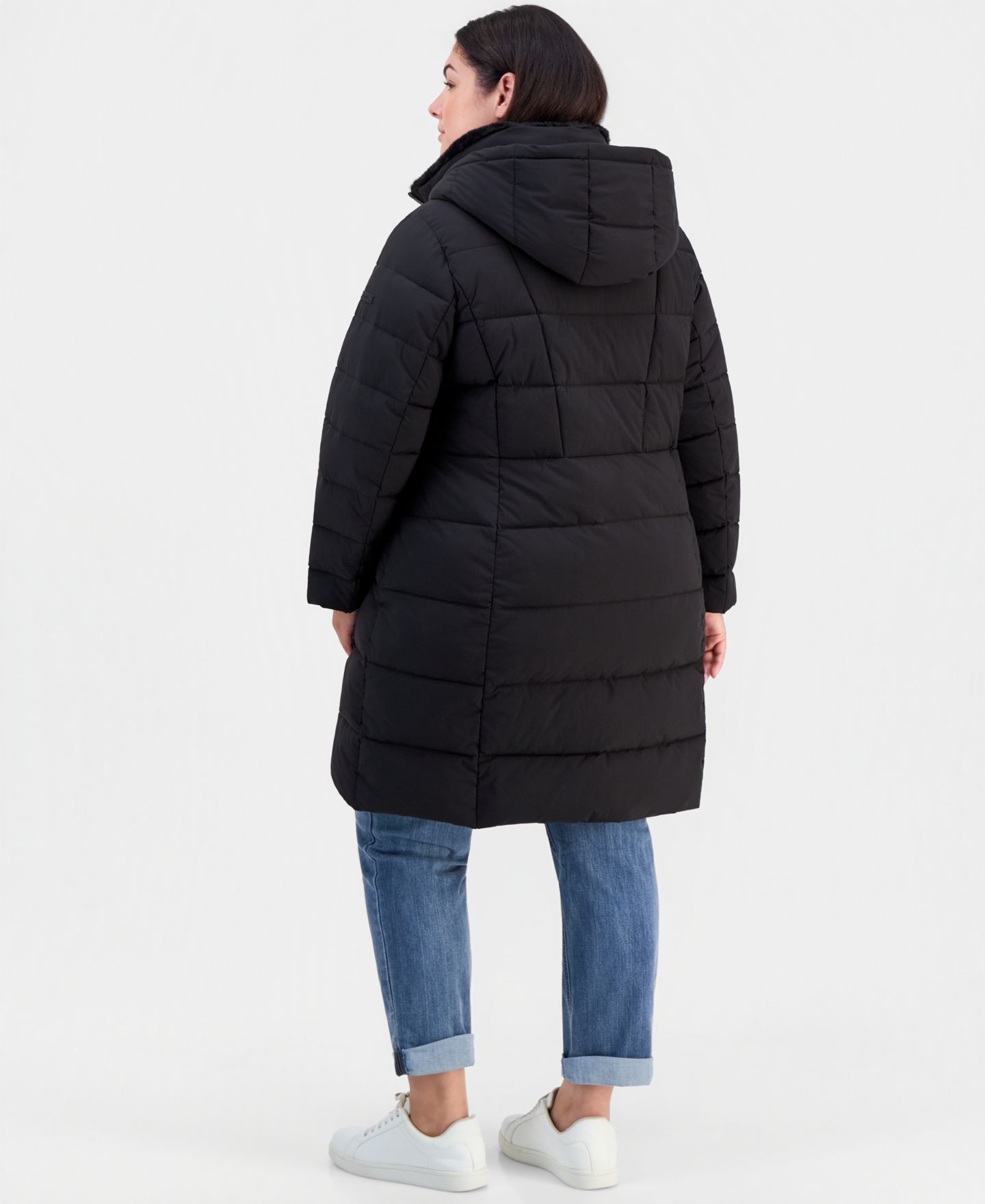 Женская куртка Calvin Klein Plus Size Hooded Puffer, цвет: Чёрный — фото 2