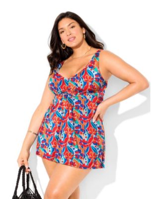 Women's Twist Front V-Neck Swimdress