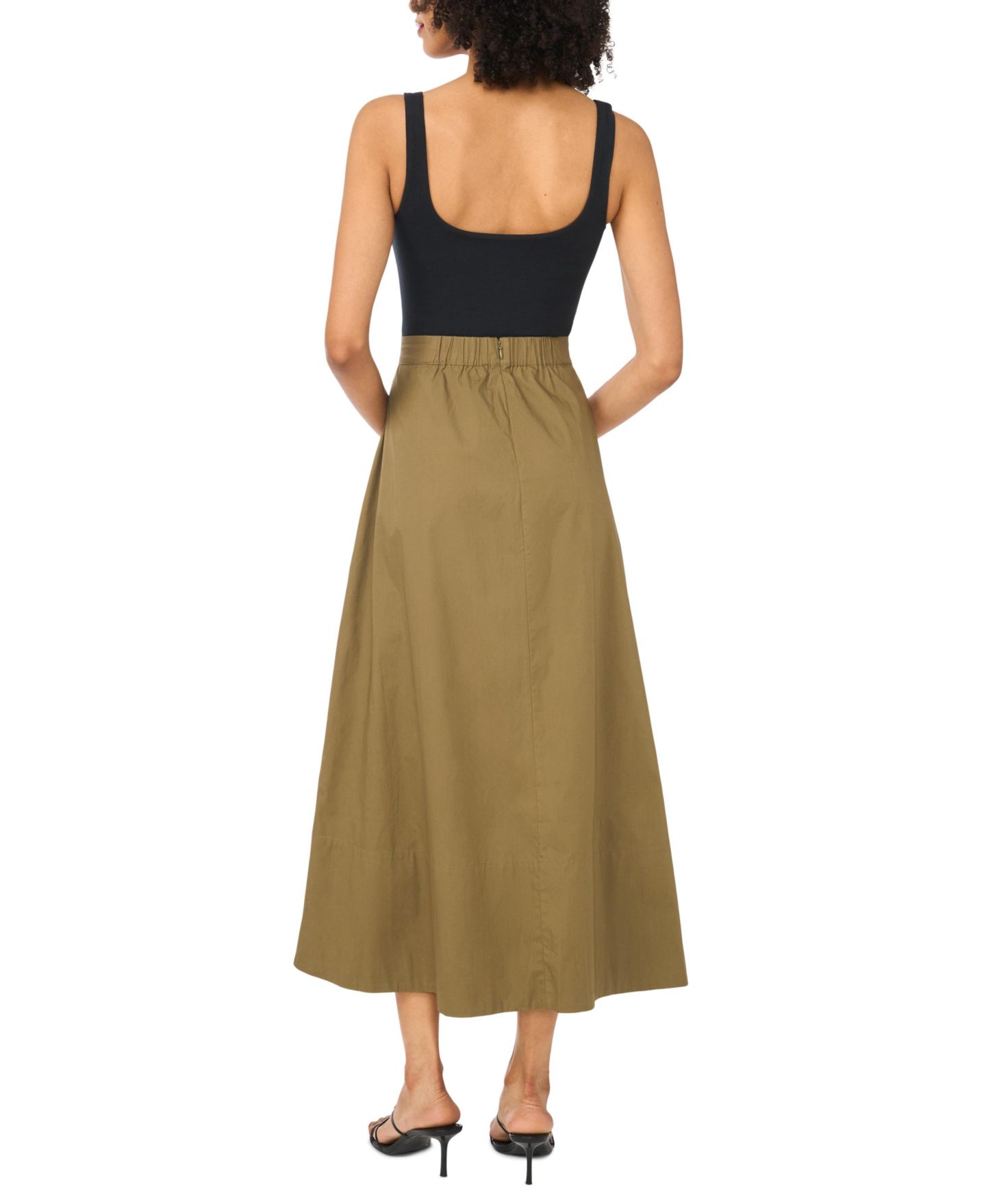 Женская юбка Vince Camuto Zipper Long Maxi, цвет: Оливковый — фото 5