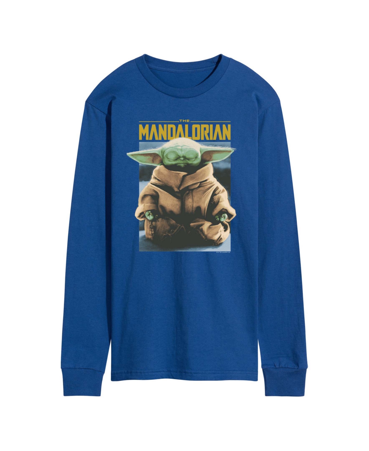 Airwaves Men's The Mandalorian Meditate Child Long-Sleeve Graphic T-Shirt - Royal Blue