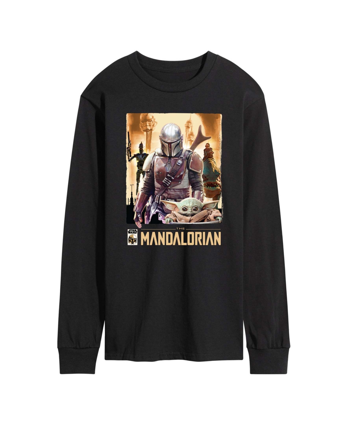 Airwaves Men's The Mandalorian Collage Long-Sleeve Graphic T-Shirt - Black
