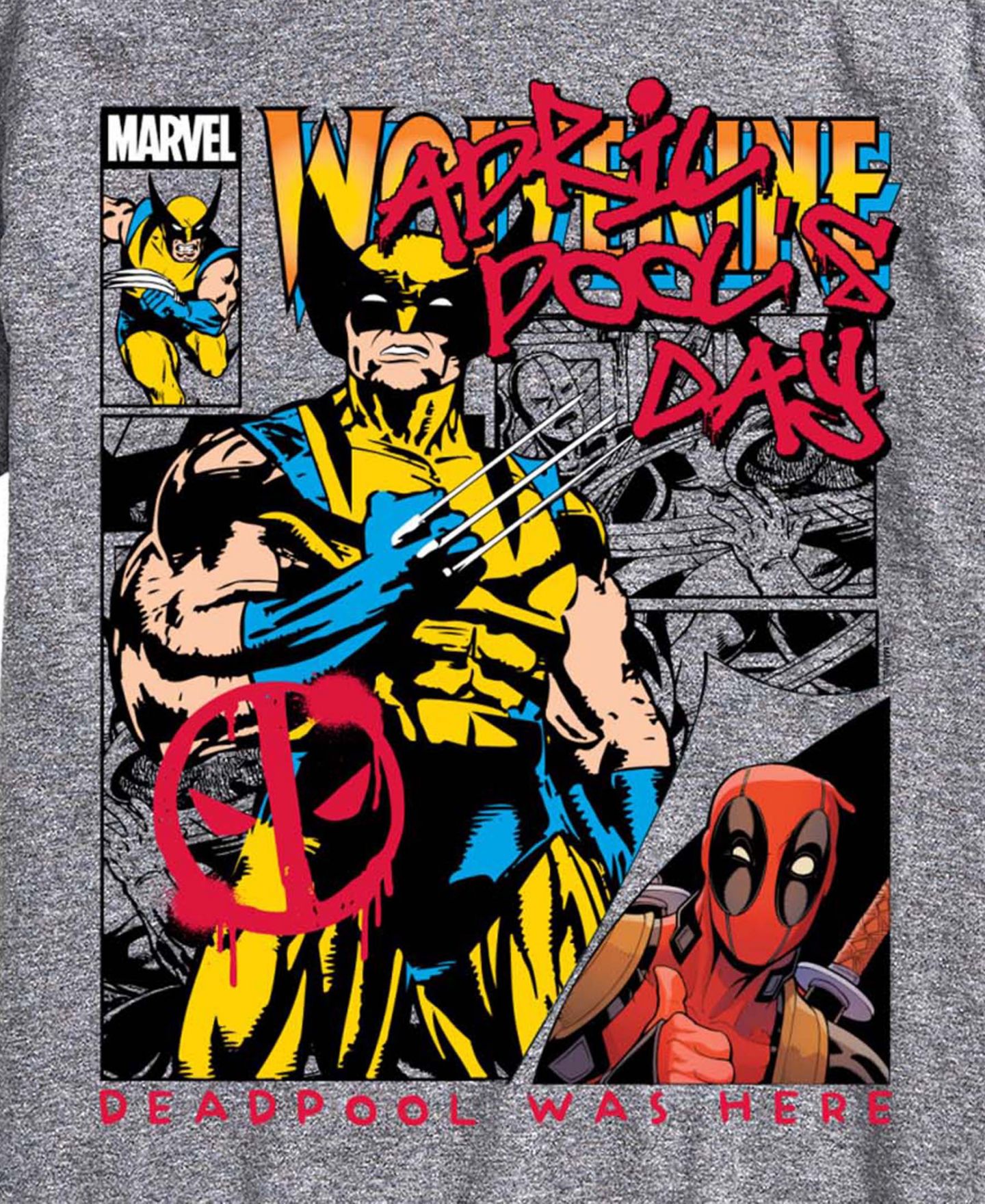 Мужская футболка AIRWAVES Deadpool April Pools Day Comic Short-Sleeve Graphic, цвет: Меланжевый — фото 3