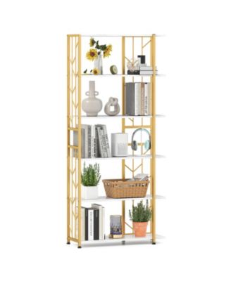 6-Tier Bookshelf with Heavy-duty Metal Frame2 Anti-tipping Kits for Living Room
