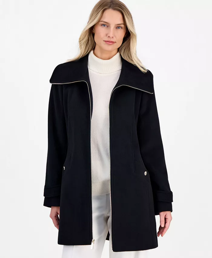 Michael Kors Petite Wool-Blend Zip-Front Coat - thumbnail 9
